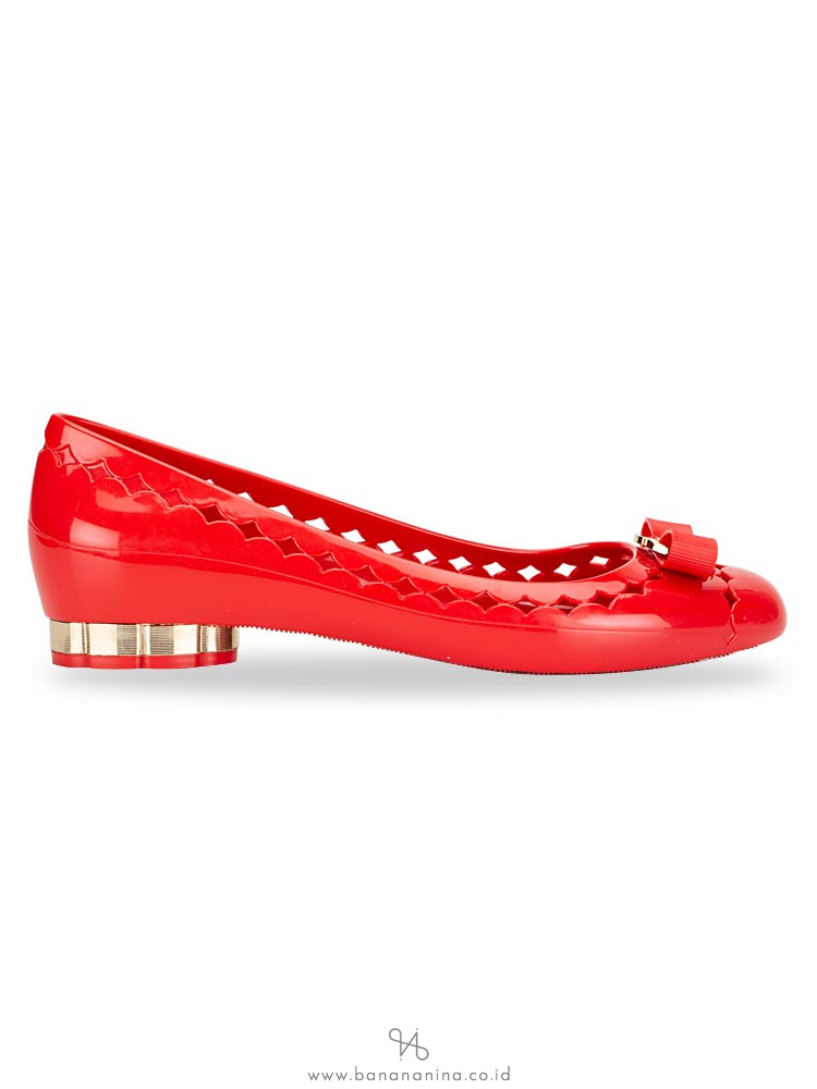 SALVATORE FERRAGAMO Vara Bow Jelly Ballet Flat Red Sz 8