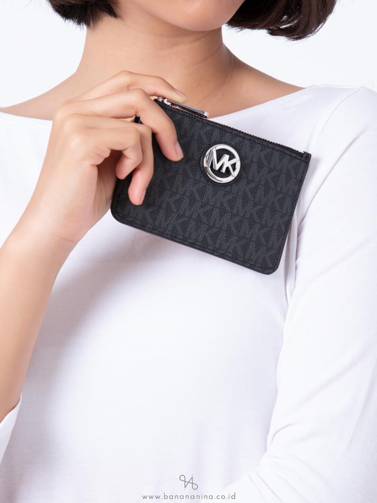 MICHAEL KORS Fulton Signature Small Zip ID Coin Pouch Black