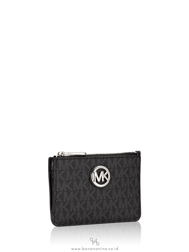 MICHAEL KORS Fulton Signature Small Zip ID Coin Pouch Black
