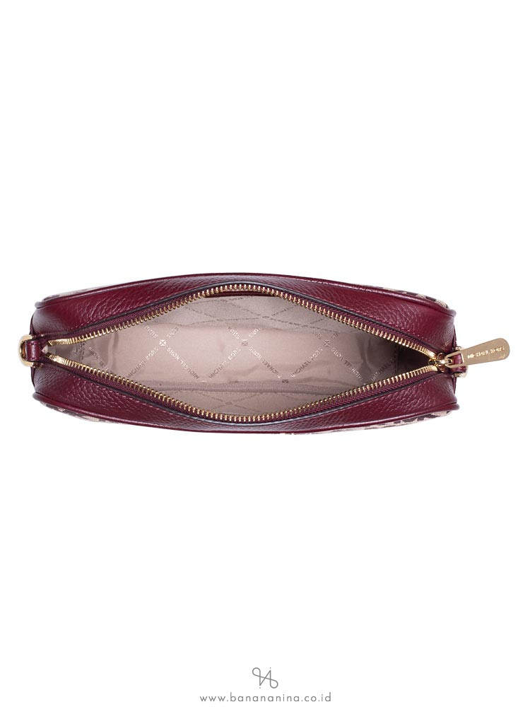 MICHAEL KORS Jet Set Stripe Monogram Large Crossbody Oxblood
