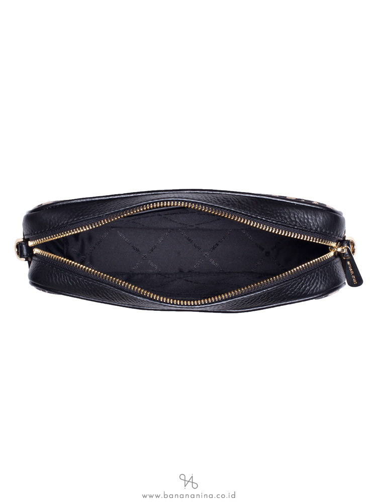 MICHAEL KORS Jet Set Stripe Monogram Large Crossbody Beige Black