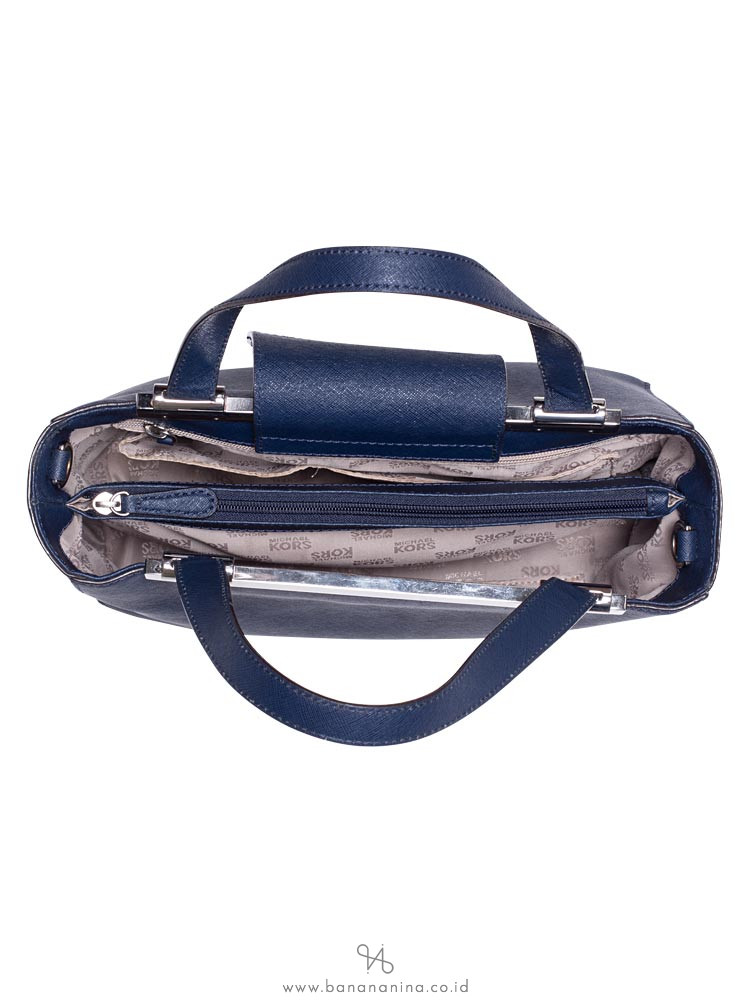 MICHAEL KORS Tilda Medium Leather Tote Navy