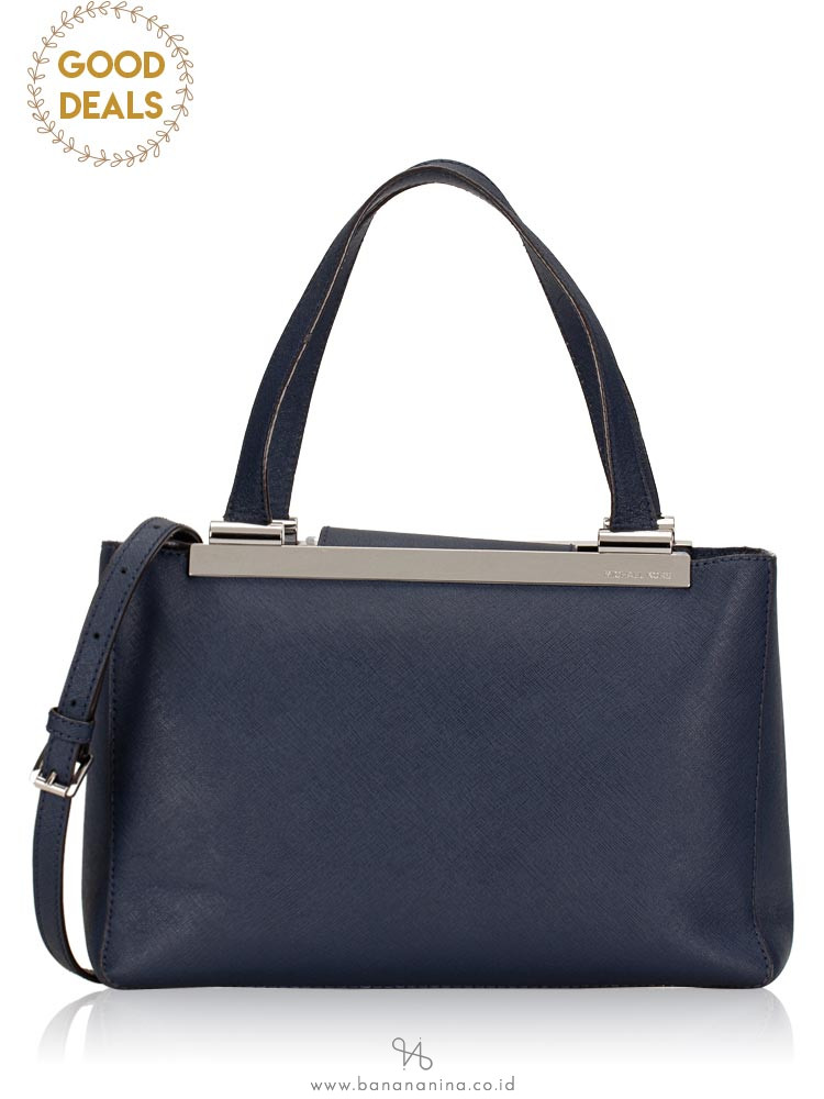 MICHAEL KORS Tilda Medium Leather Tote Navy