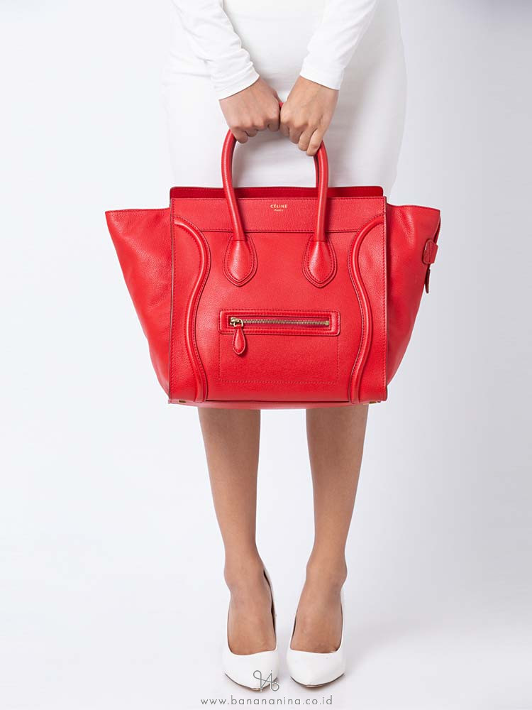 celine mini luggage red