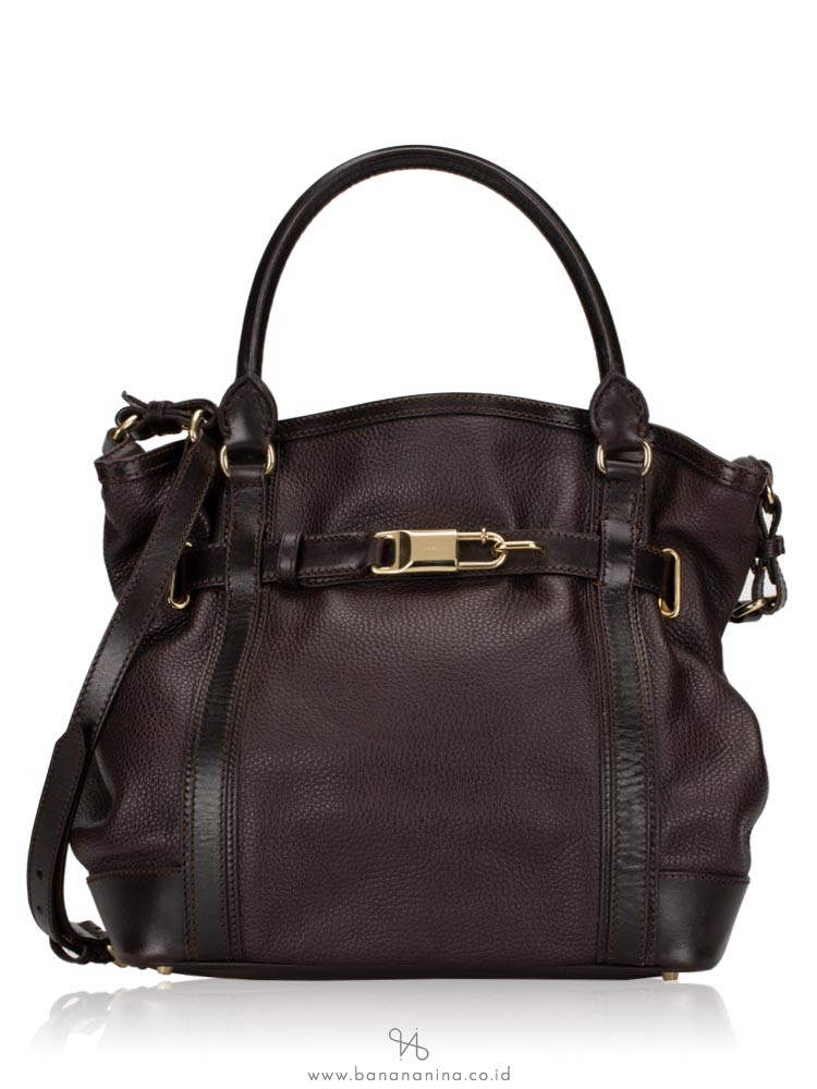 BURBERRY Golderton Bridle Tote Dark Chocolate