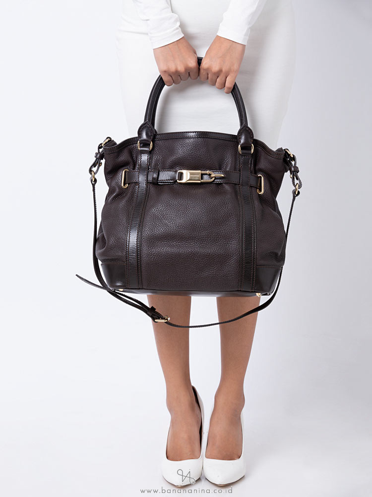 BURBERRY Golderton Bridle Tote Dark Chocolate