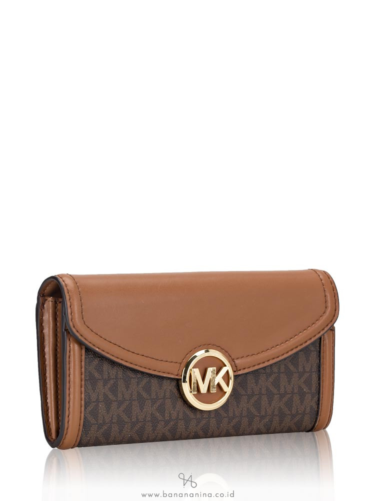 MICHAEL KORS Fulton Signature Large Flap Wallet Brown