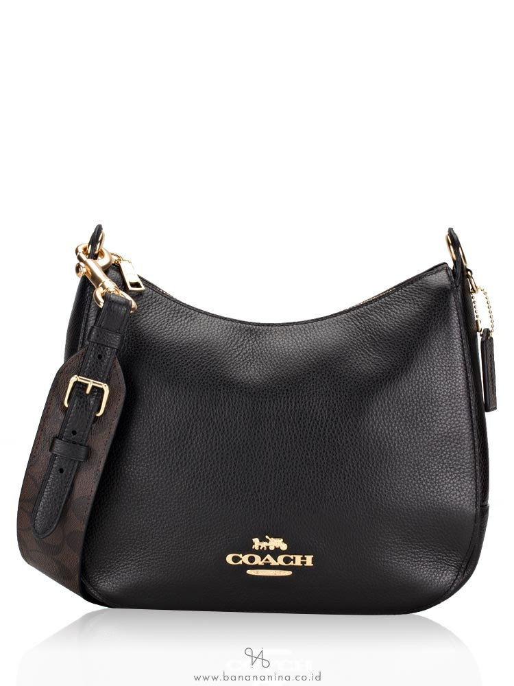 COACH 77980 Jes Leather Hobo Black