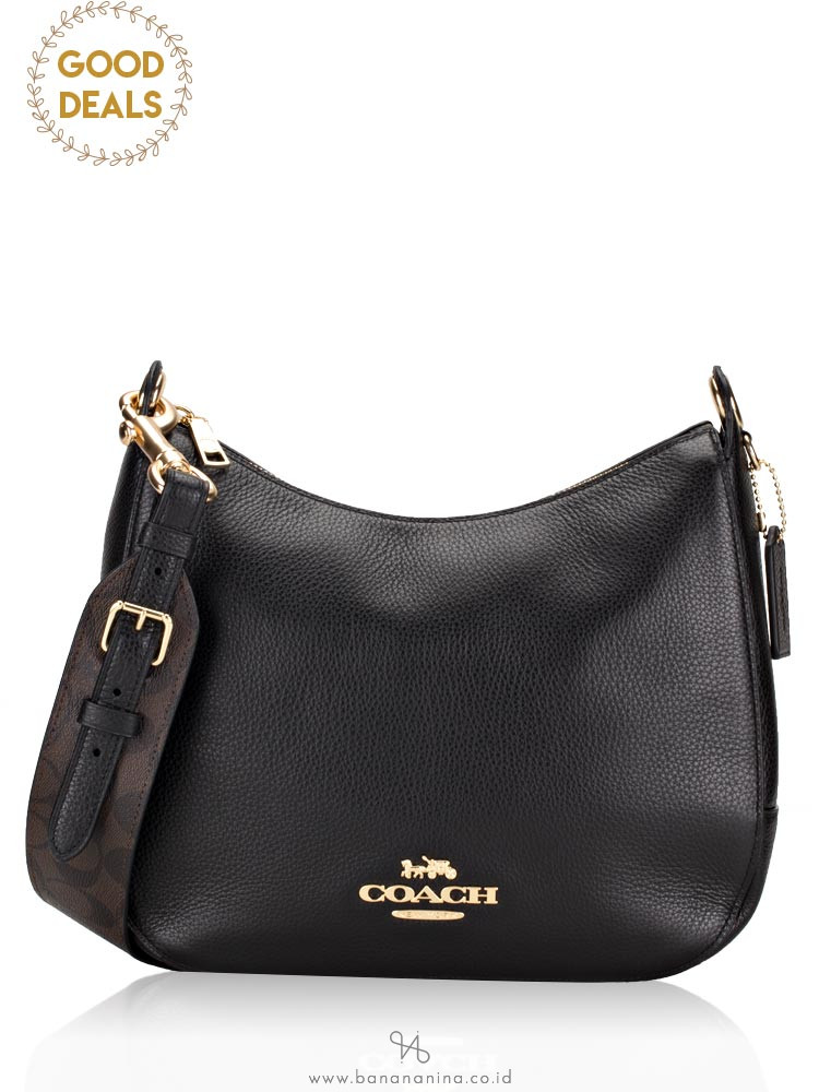 COACH 77980 Jes Leather Hobo Black