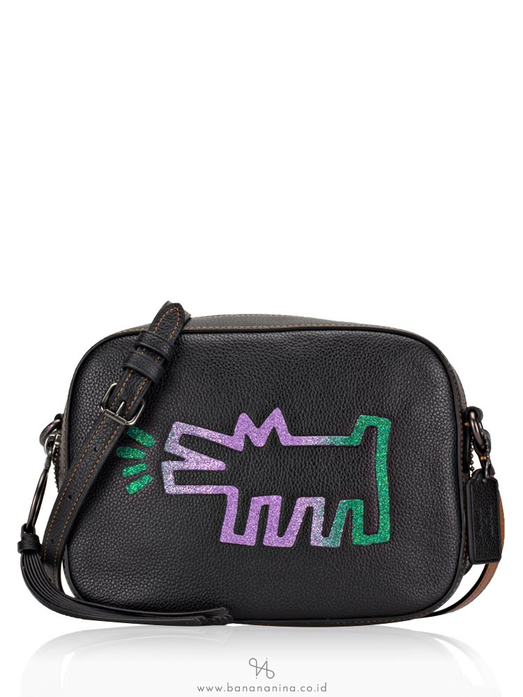 COACH 28648 Keith Haring Crazy Dog Camera Bag Black