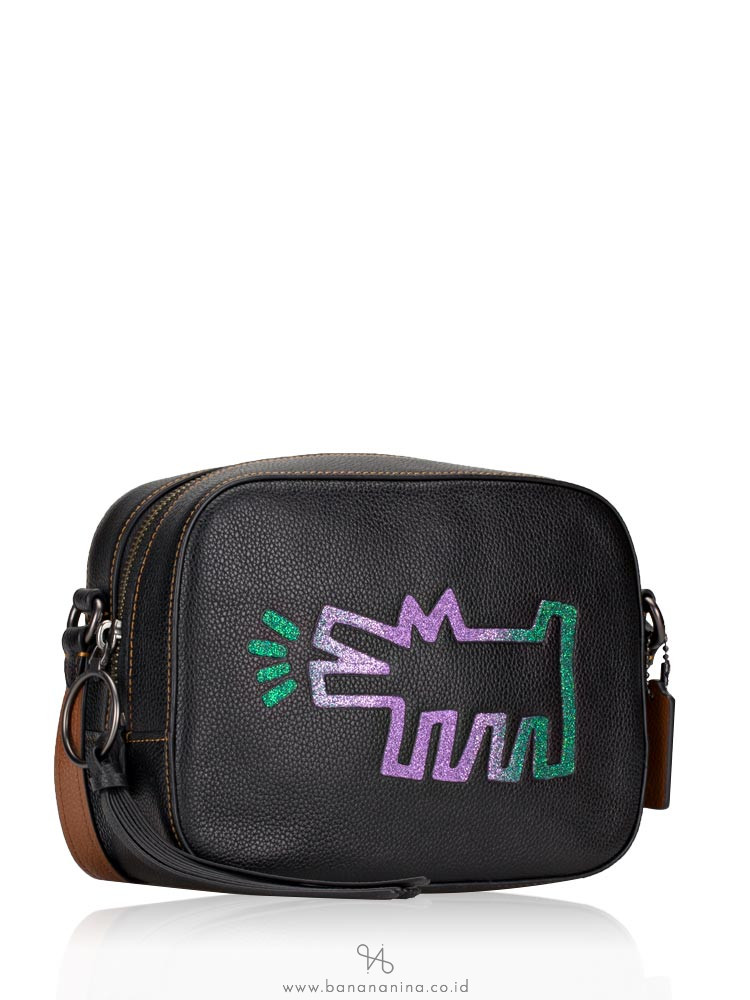 COACH 28648 Keith Haring Crazy Dog Camera Bag Black