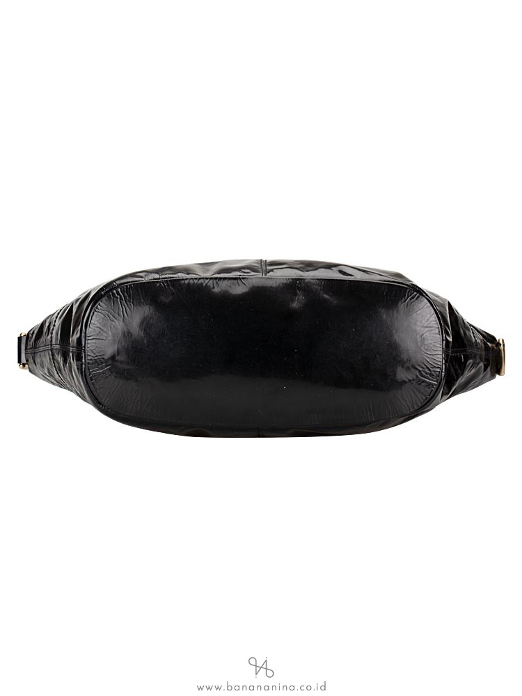 GIVENCHY Crinkled Patent Nightingale Medium Satchel Black
