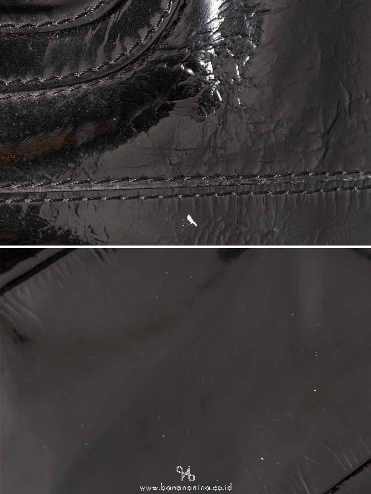GIVENCHY Crinkled Patent Nightingale Medium Satchel Black