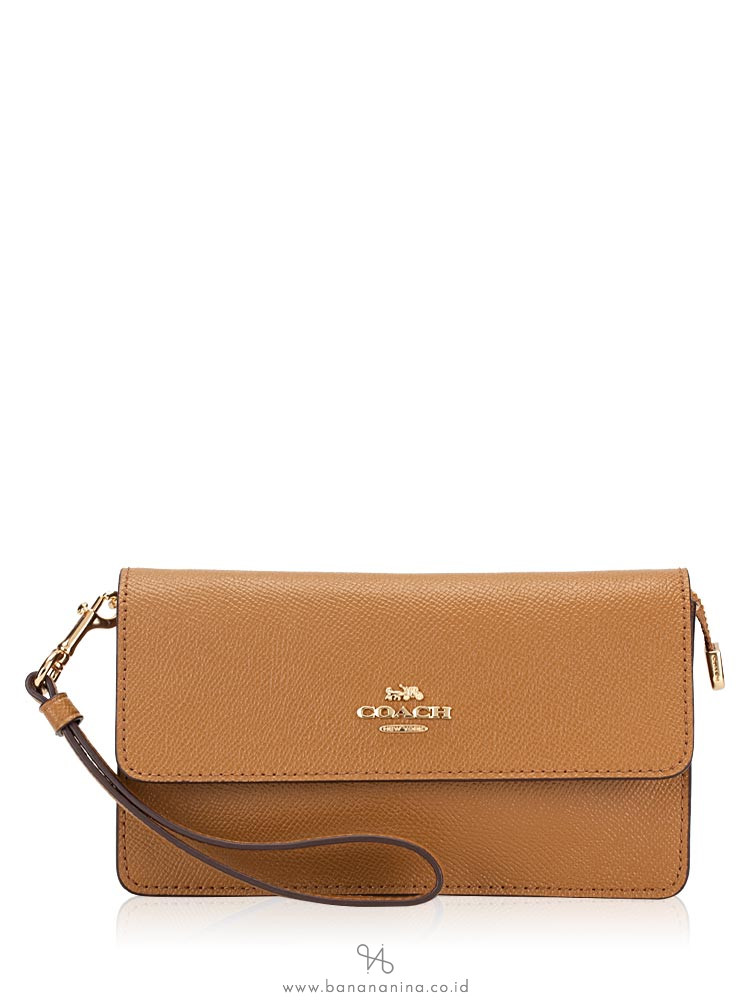 COACH 73793 Crossgrain Foldover Wristlet Light Saddle