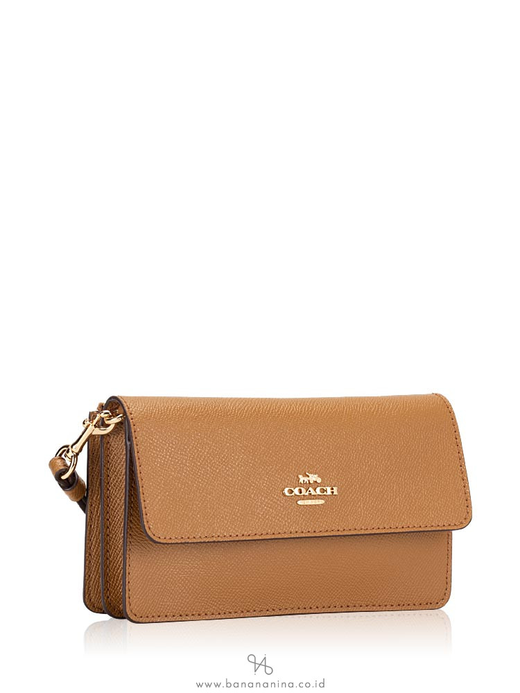 COACH 73793 Crossgrain Foldover Wristlet Light Saddle