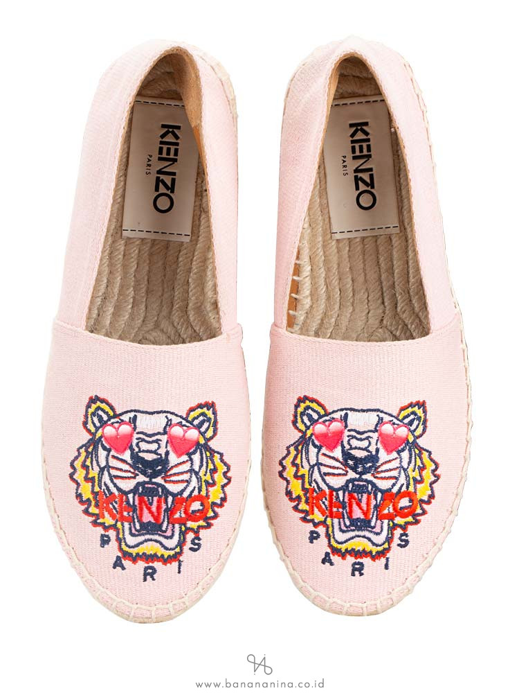 KENZO Tiger Canvas Espadrille Light Pink Sz 36