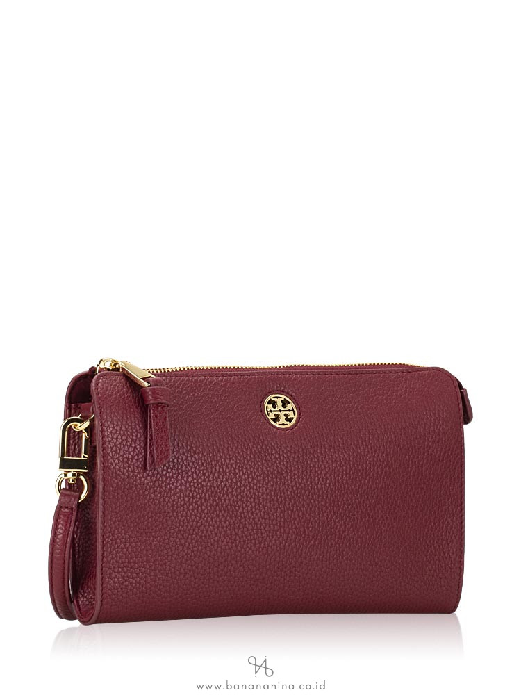 TORY BURCH Brody Pebble Leather Crossbody Imperial Garnet
