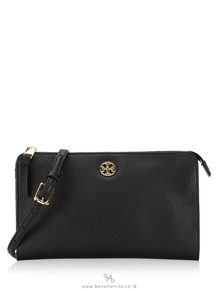 TORY BURCH Brody Pebble Leather Crossbody Black