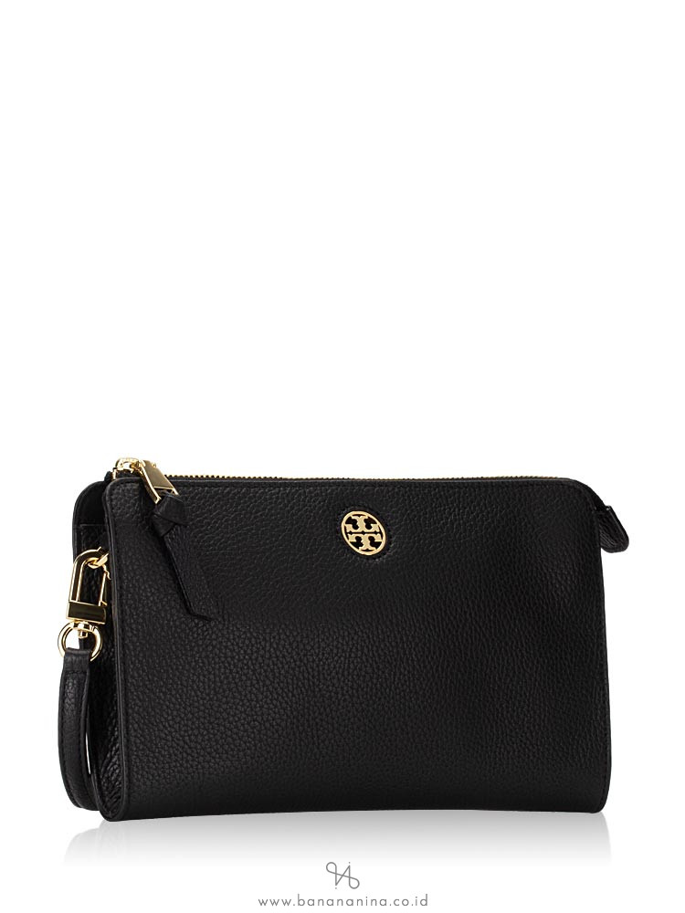TORY BURCH Brody Pebble Leather Crossbody Black