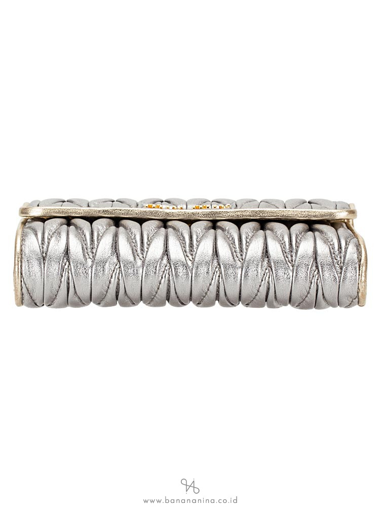 MIU MIU 5ML225 Matelasse Medium Wallet Silver