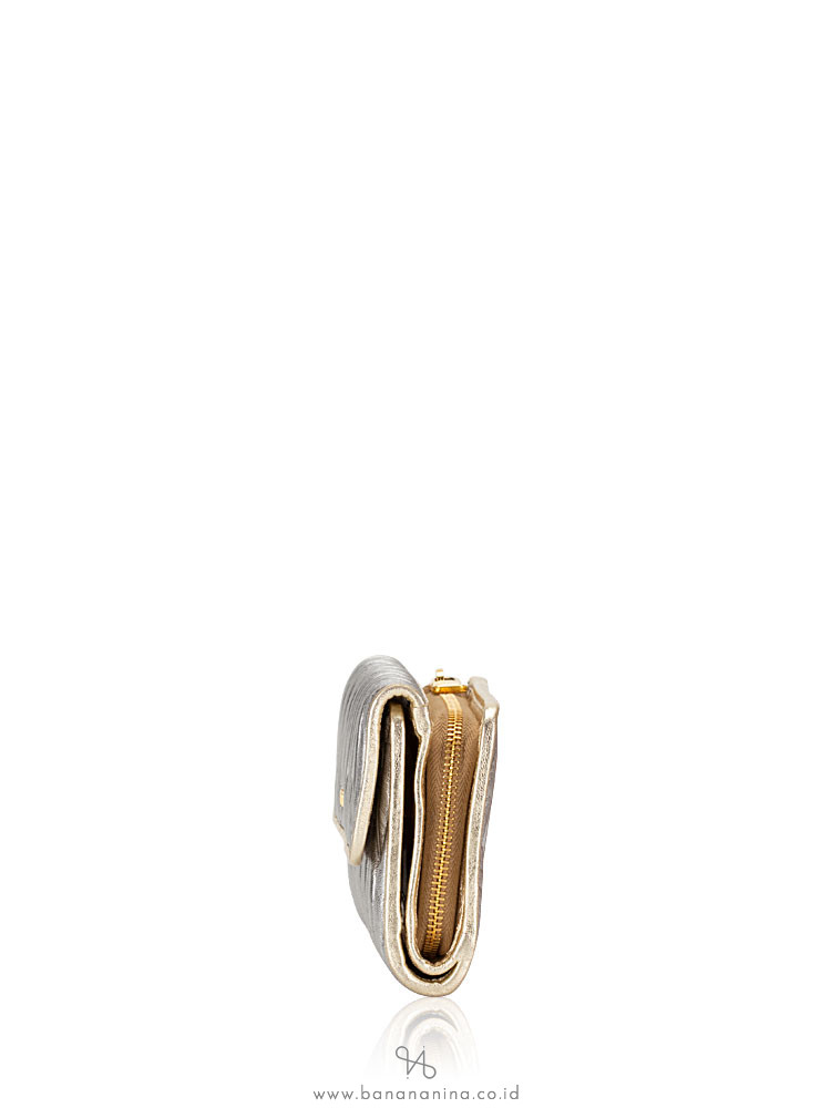 MIU MIU 5ML225 Matelasse Medium Wallet Silver