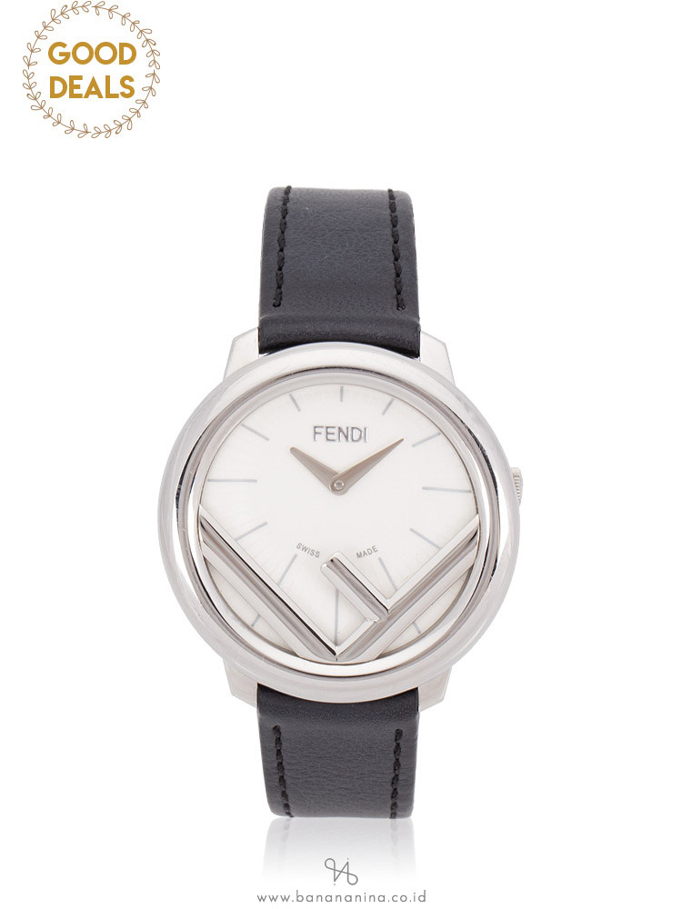 FENDI Runaway Leather Watch Black Silver