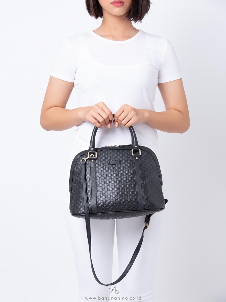GUCCI Micro Guccissima Medium Dome Satchel Black