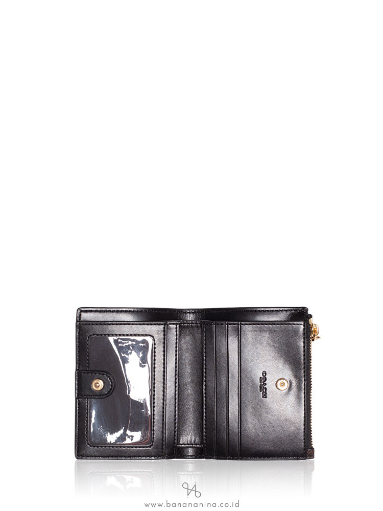 COACH 78002 Signature Snap Card Case Wallet Brown Black
