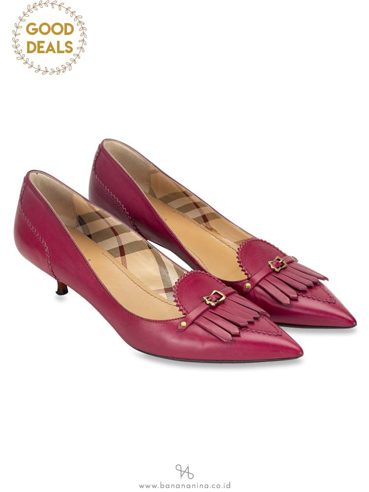 BURBERRY Pointy Kitten Heels Magenta Sz 36.5