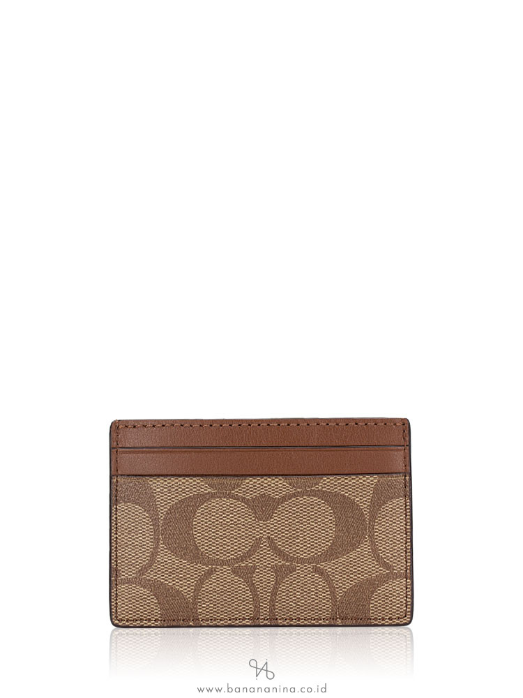 COACH 63279 Signature Card Case Khaki Saddle Multi