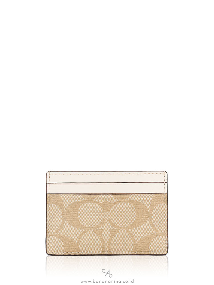 COACH 63279 Signature Card Case Light Khaki Chalk