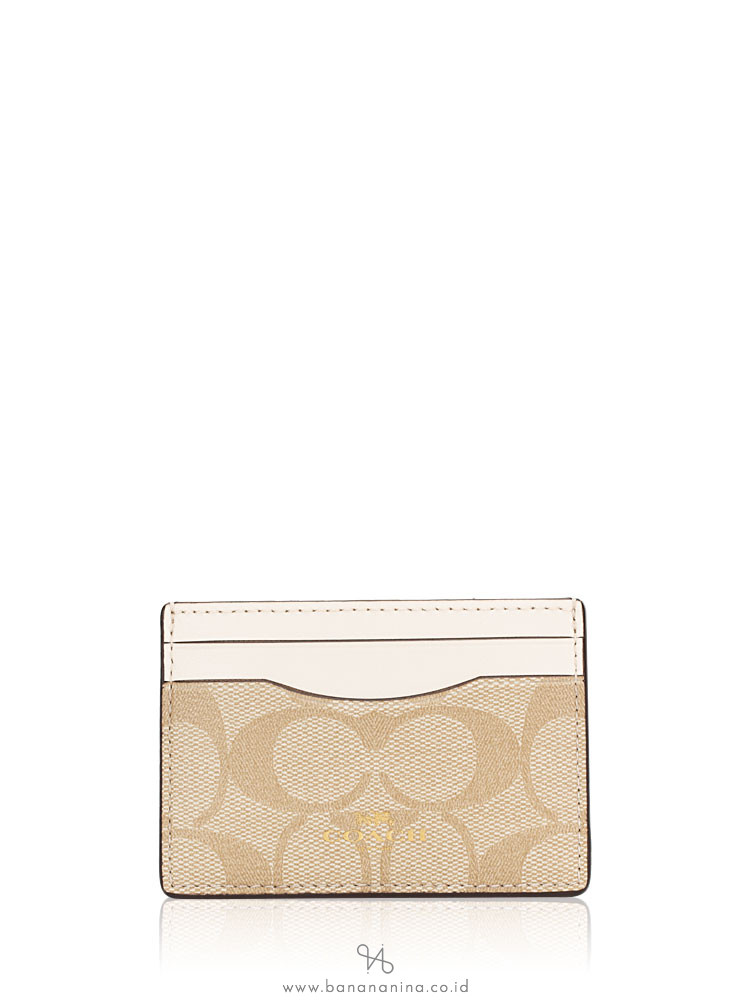 COACH 63279 Signature Card Case Light Khaki Chalk