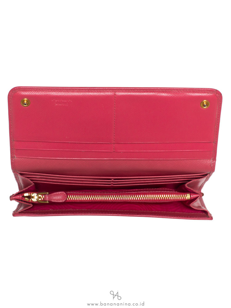 PRADA 1M1132 Saffiano Metal Wallet Peonia