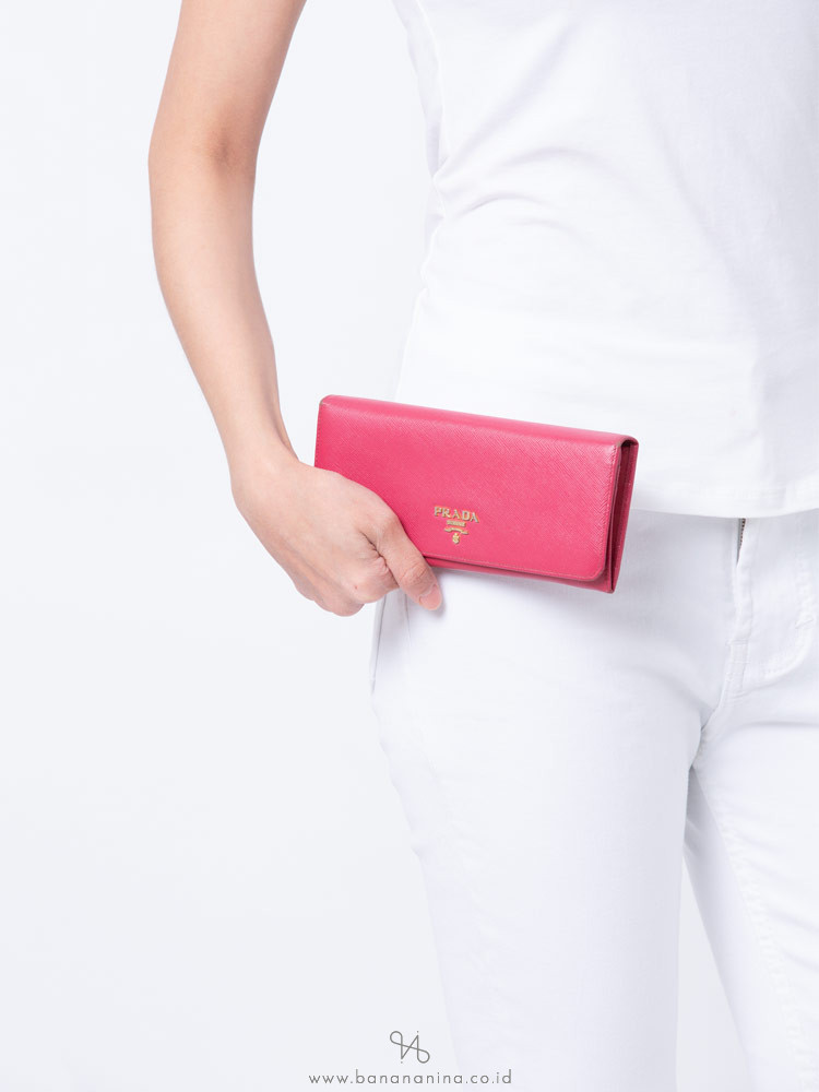 PRADA 1M1132 Saffiano Metal Wallet Peonia