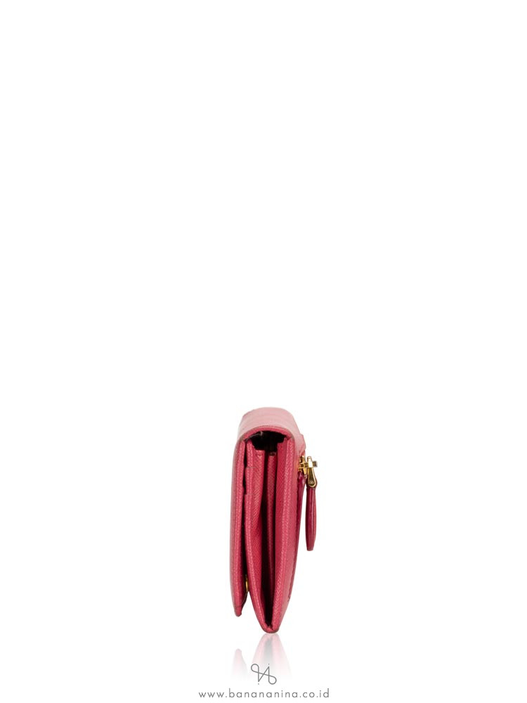 PRADA 1M1132 Saffiano Metal Wallet Peonia