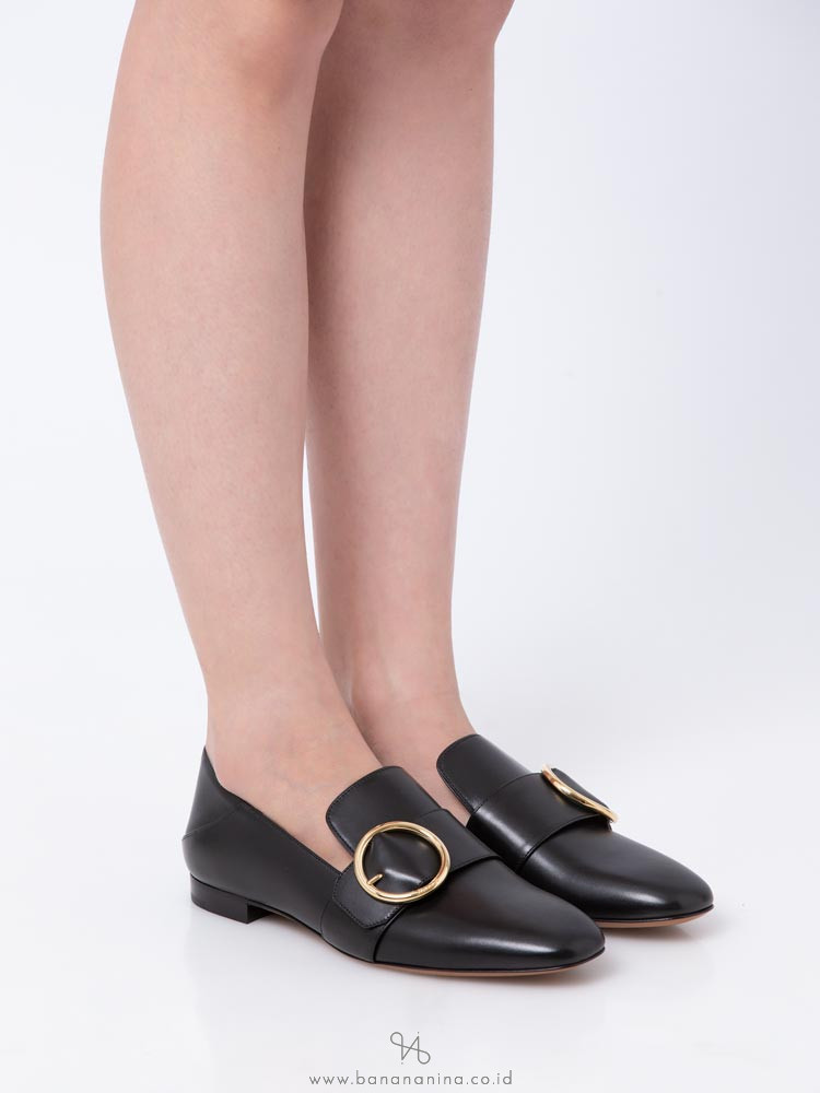 BALLY Lottie Leather Loafers Black Sz 38