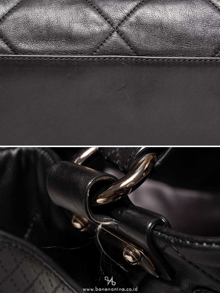 CHANEL Quilted Lambskin Door Latch Shopper Black