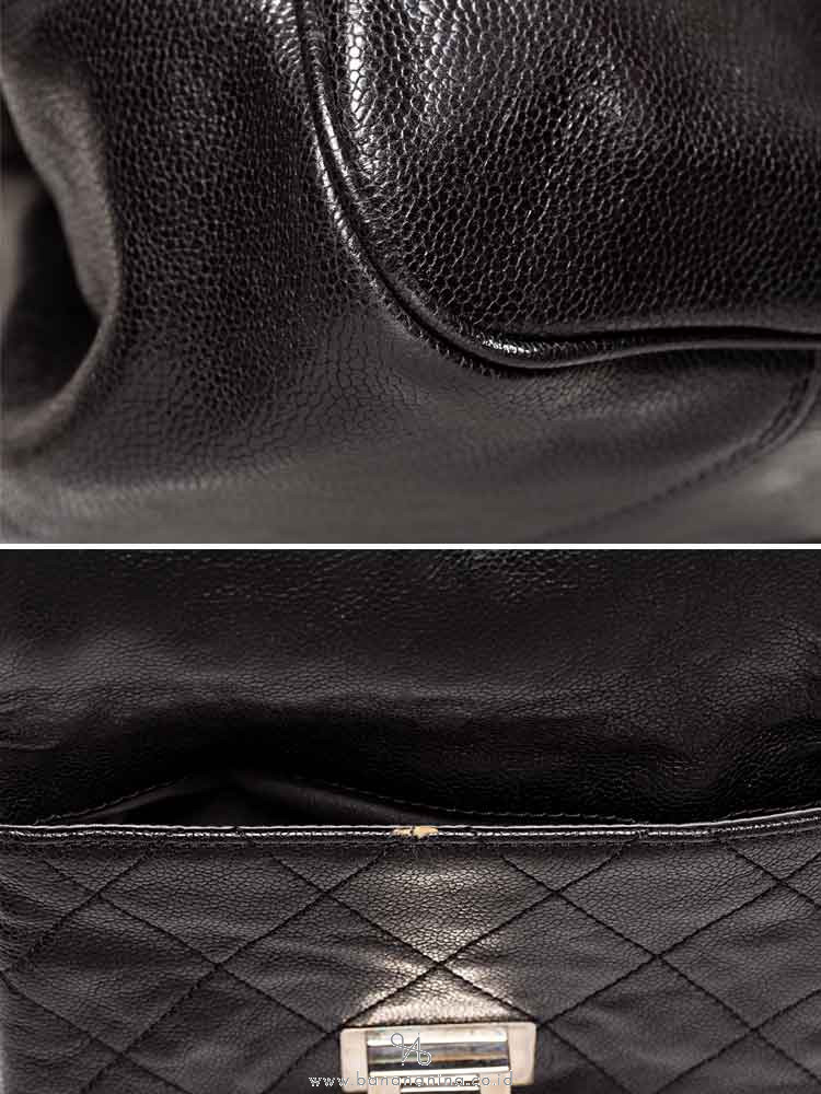 CHANEL Glazed Caviar Pocket In The City Tote Black