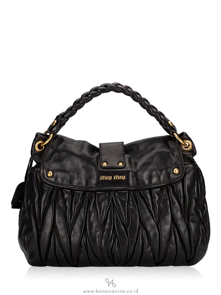 MIU MIU Matelasse Lux Leather Coffer Bag Black