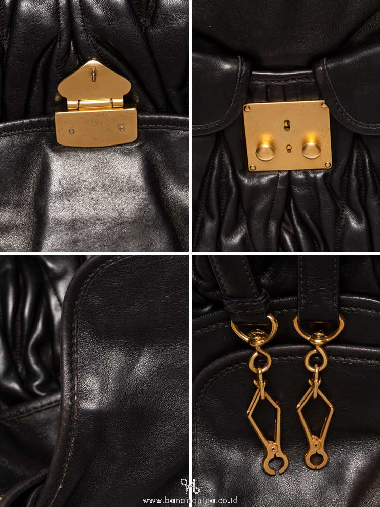 MIU MIU Matelasse Lux Leather Coffer Bag Black