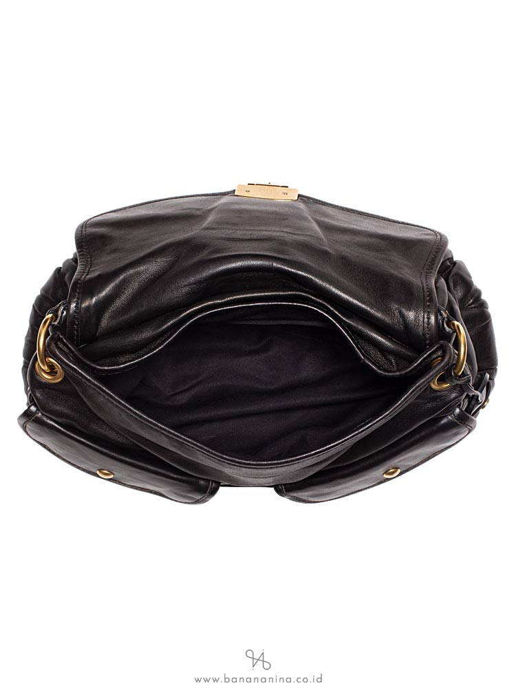 MIU MIU Matelasse Lux Leather Coffer Bag Black