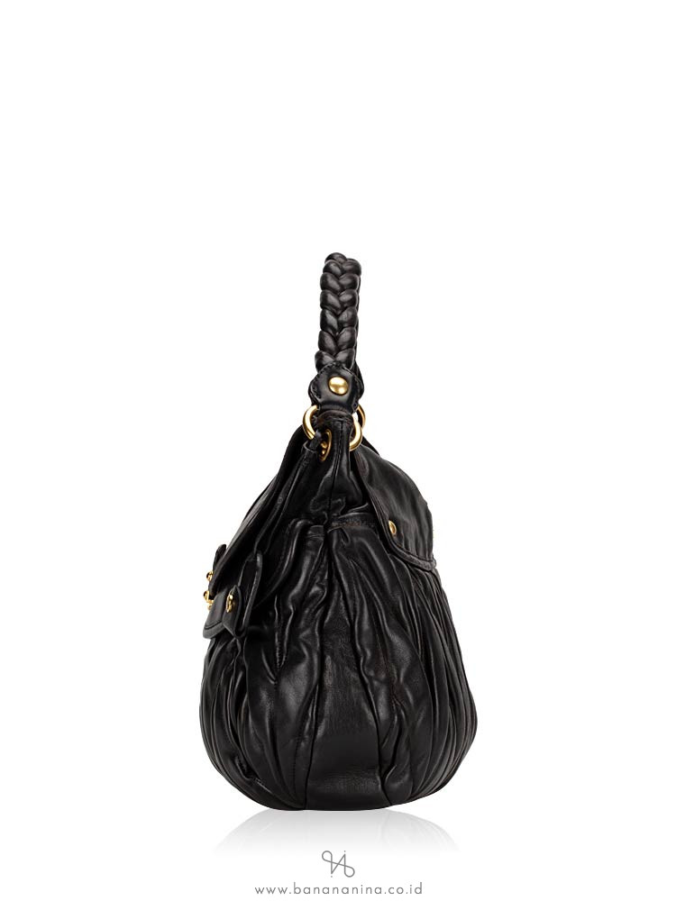 MIU MIU Matelasse Lux Leather Coffer Bag Black