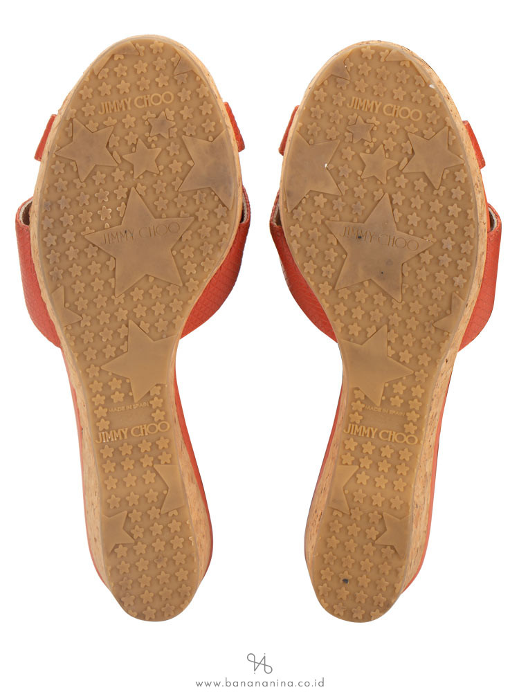 JIMMY CHOO Panna Leather Crisscross Slide Agate Sz 38.5
