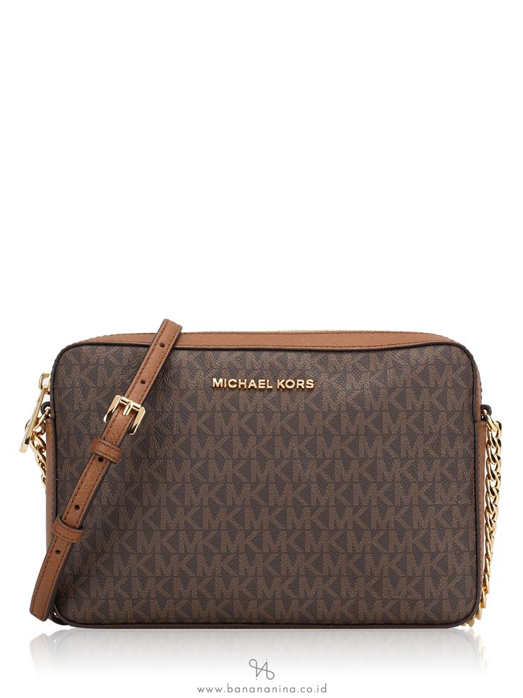 Michael Kors Jet Set Item Signature Large Crossbody Brown Luggage