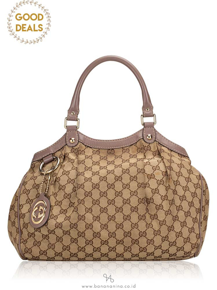 GUCCI Canvas Medium Sukey Beige Lilac