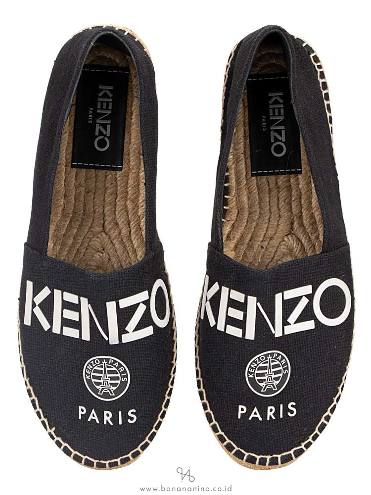 KENZO Uni Logo Espadrille Flats Black Sz 38