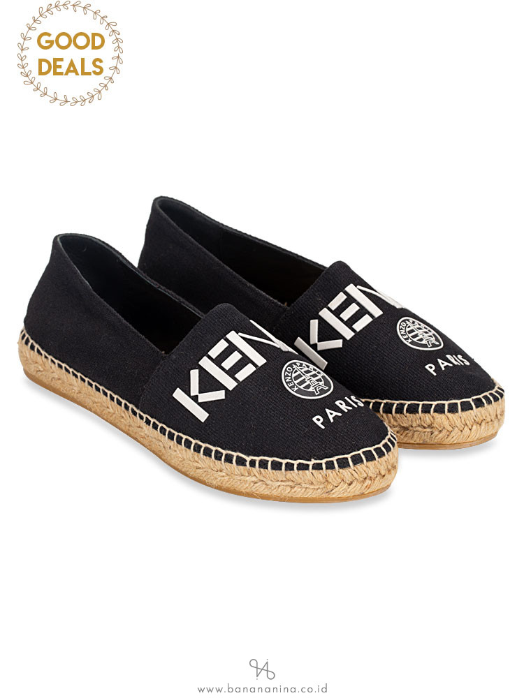 KENZO Uni Logo Espadrille Flats Black Sz 38