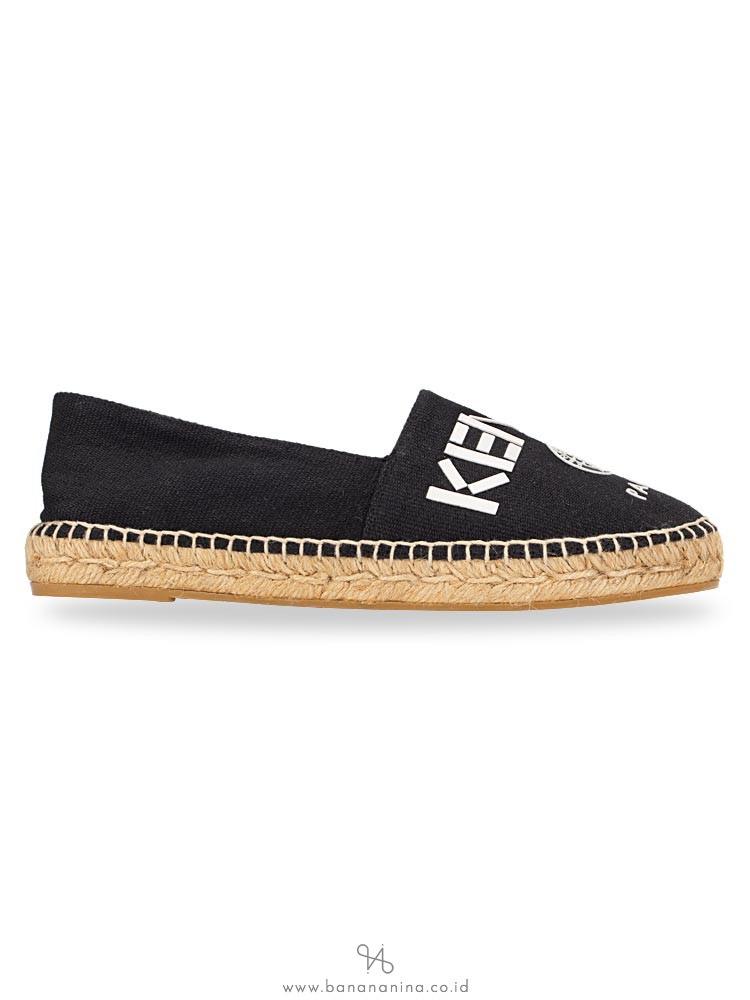 KENZO Uni Logo Espadrille Flats Black Sz 38