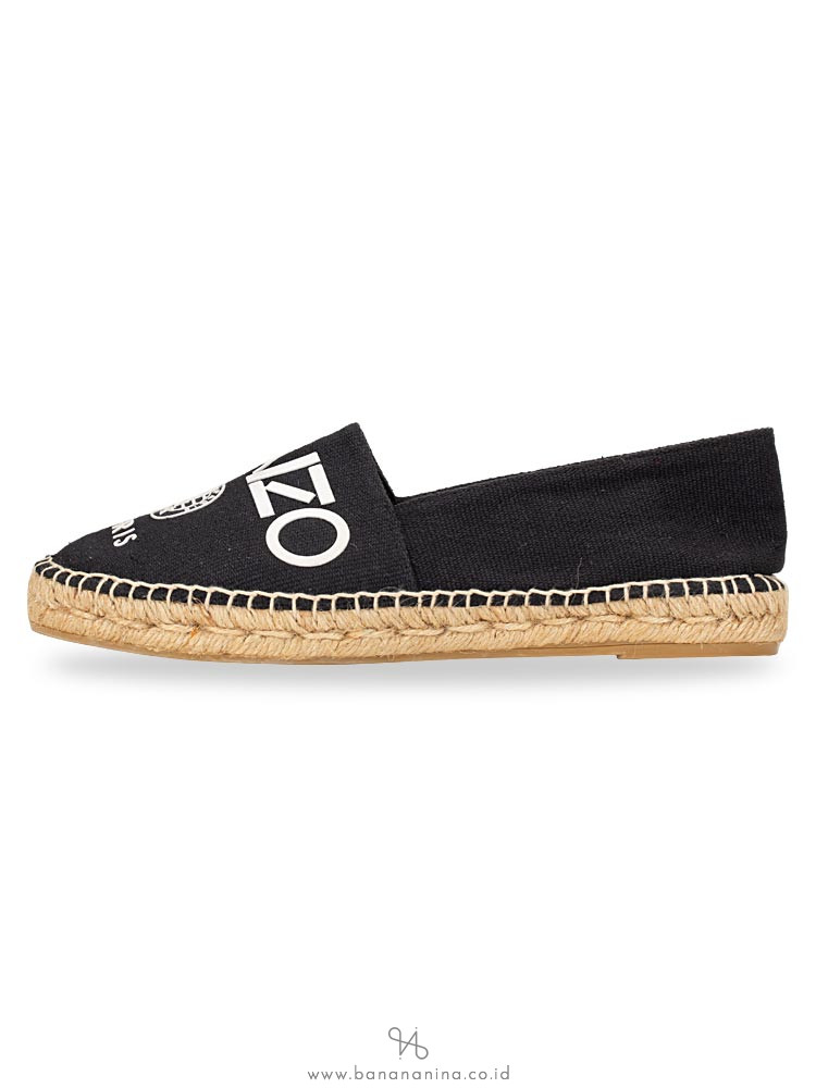 KENZO Uni Logo Espadrille Flats Black Sz 38