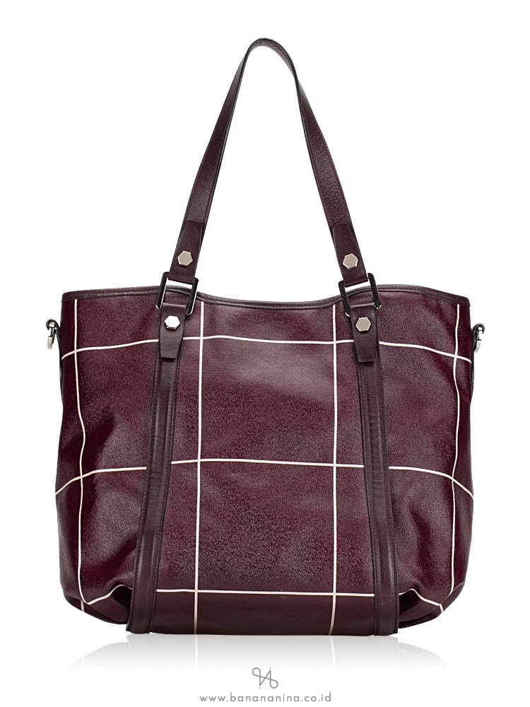 TOD'S G-Line Coated Canvas Sacca Piccola Dark Plum
